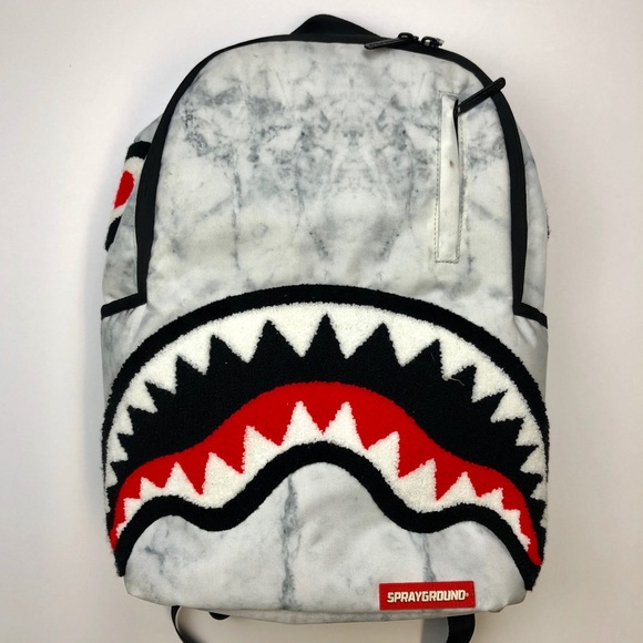 sprayground white marble backpack